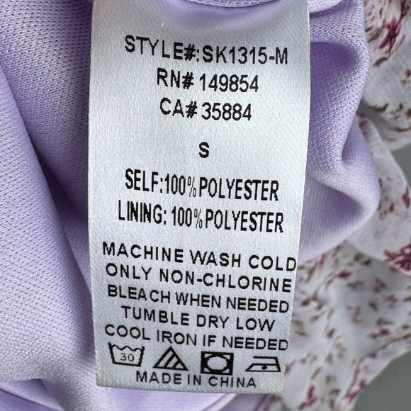 Lulu’s Sage the Label Delilah Lilac Floral Print Ruffled Mini Skirt Ruched Sz S - Picture 11 of 11